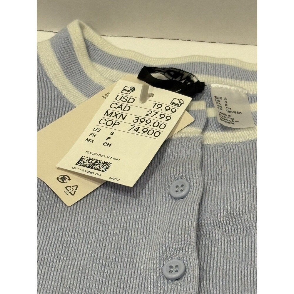 H&M Rib Knit Big Metal Button Sweater Vest In baby blue  - Size s - Picture 4 of 4